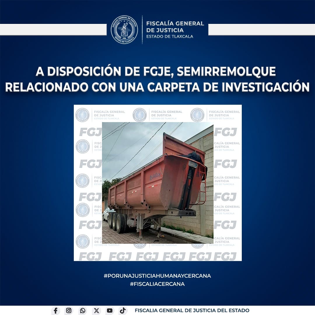A disposición de FGJE, semirremolque relacionado con carpeta de investigación por homicidio culposo